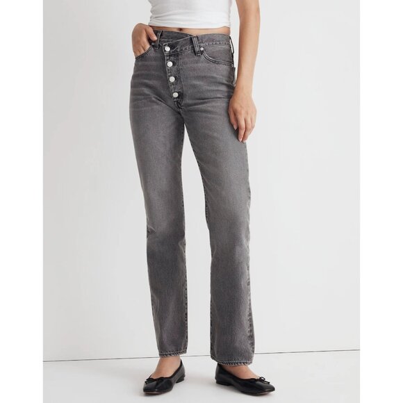 Madewell 90s Straight Jeans In Burwick Wash Women Size 30 High-Waist Grey Denim - Picture 3 of 16